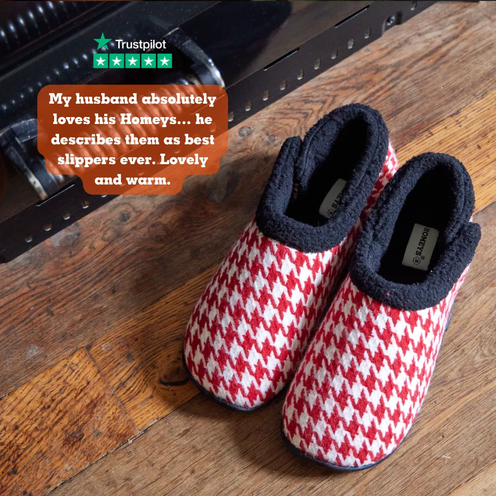 Turbo - Red & White Dogtooth Men's Slippers