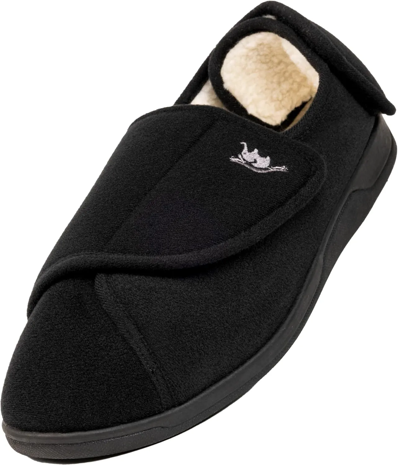 Women's Wide, Extra Wide 80-D Memory Foam Diabetic Slipper with Adjustable Closure Anti Slip Sole, Warm Plush Fleece Arthritis Edema Swollen Diabetic House Shoes