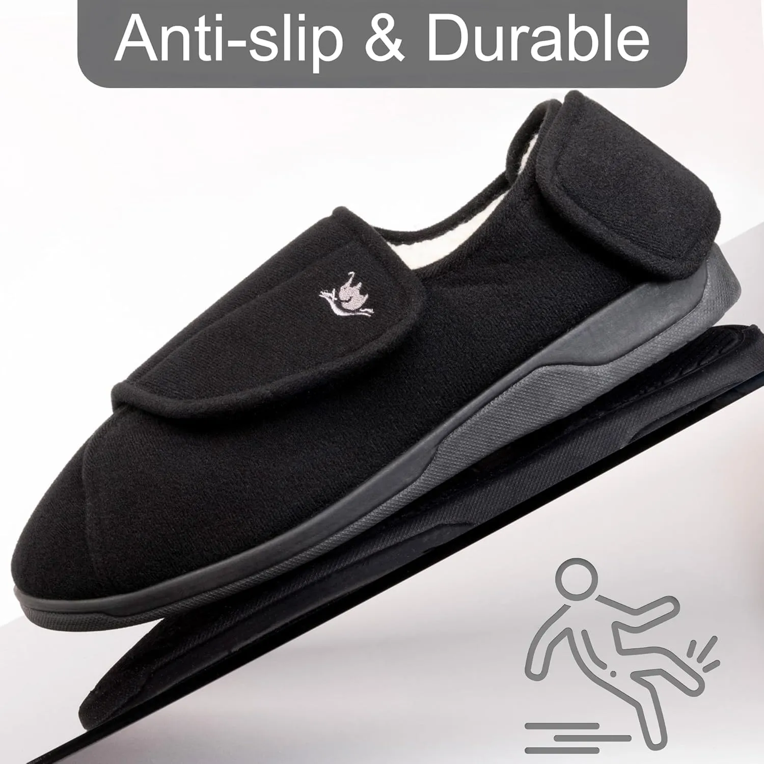 Women's Wide, Extra Wide 80-D Memory Foam Diabetic Slipper with Adjustable Closure Anti Slip Sole, Warm Plush Fleece Arthritis Edema Swollen Diabetic House Shoes