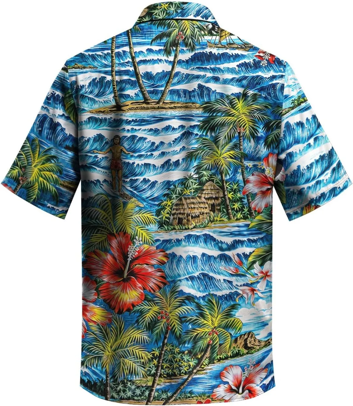 yolsun Men's 4th of July Button-Down Shirt - Casual Short Sleeve, American Flag Print, Independence Day Hawaiian Shirt