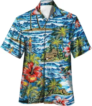 yolsun Men's 4th of July Button-Down Shirt - Casual Short Sleeve, American Flag Print, Independence Day Hawaiian Shirt